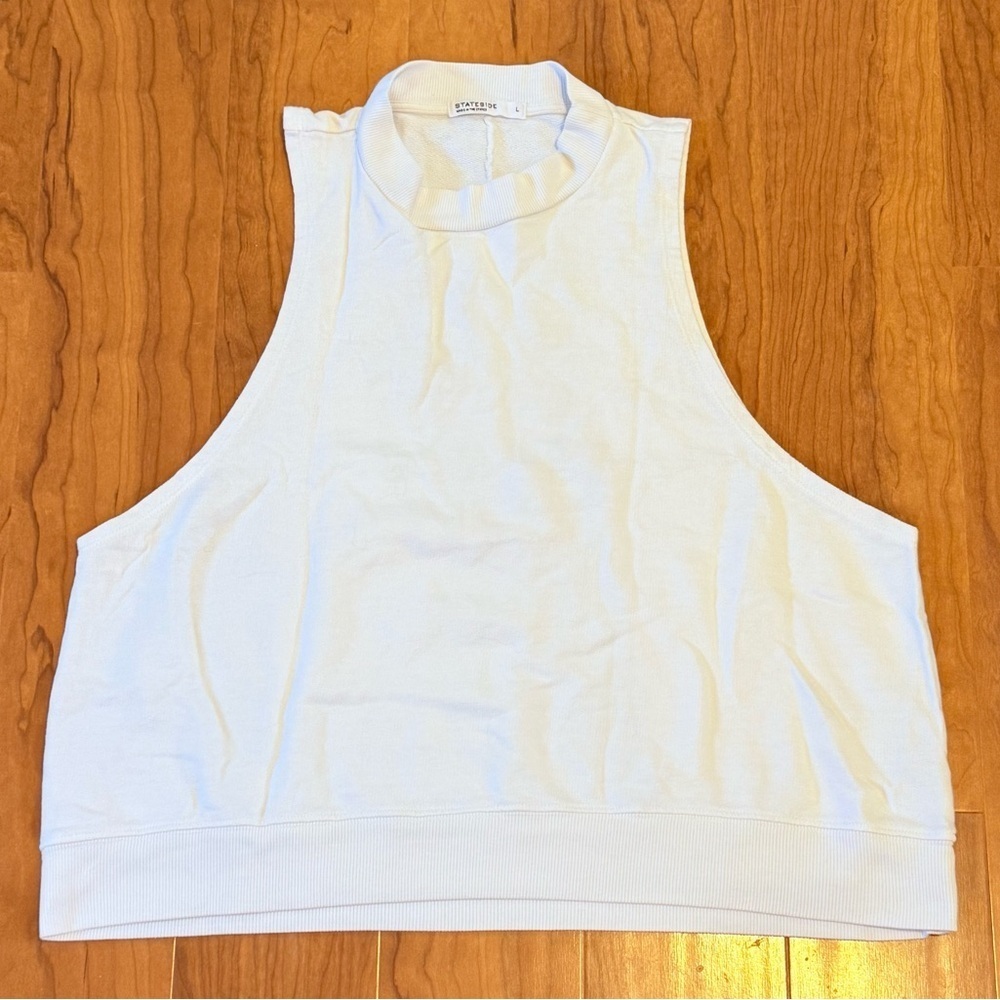 STATESIDE High Neck Tank Top‎ Large Arm Hole White Size Large
